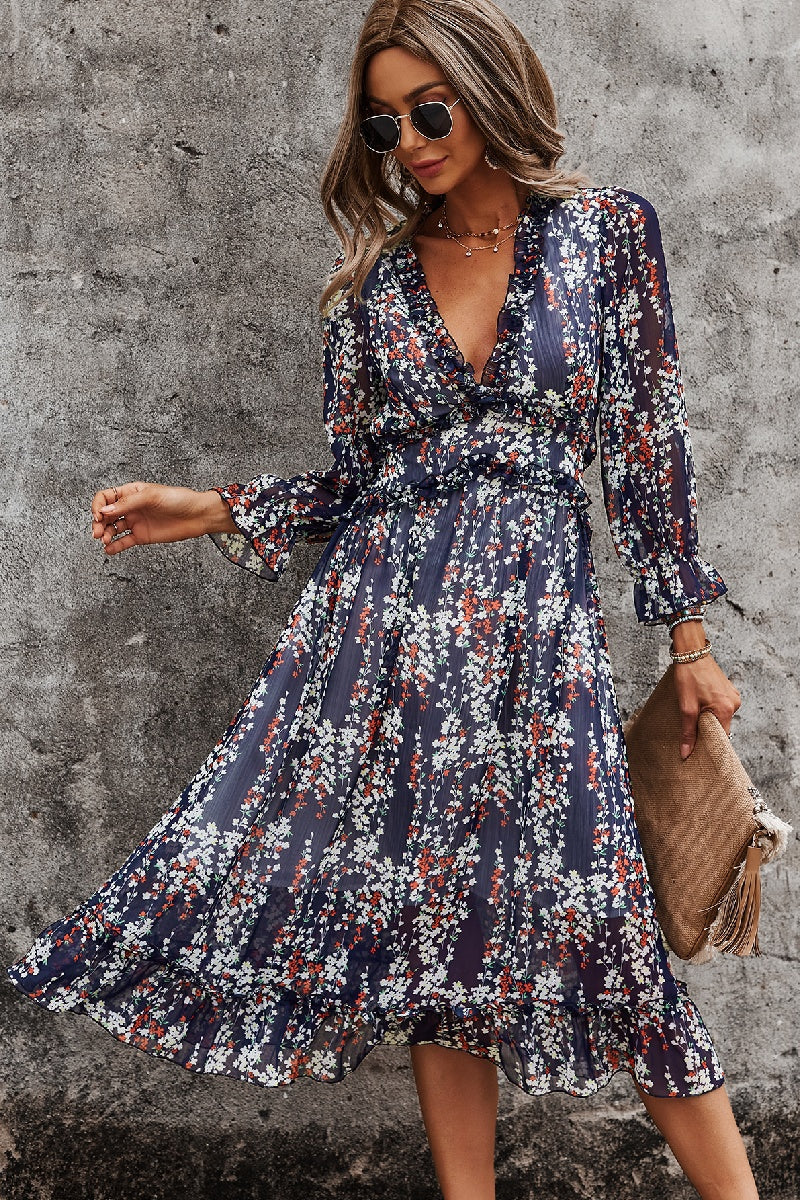 Floral Ruffle Midi Dress – peradsapparel.com