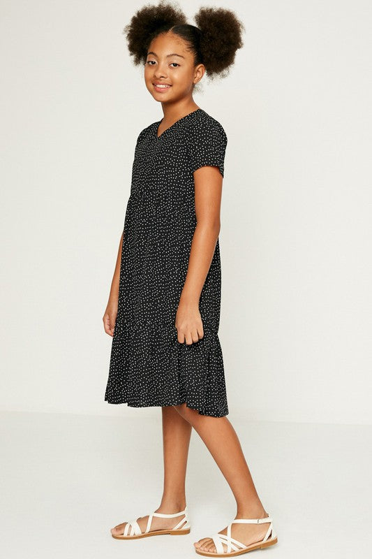 Polka-Dot Ruffle Midi Dress