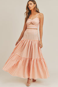 Gingham Twist Top And Maxi Ruffle Skirt Set