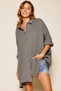 Cotton Gauze Boyfriend Shirt