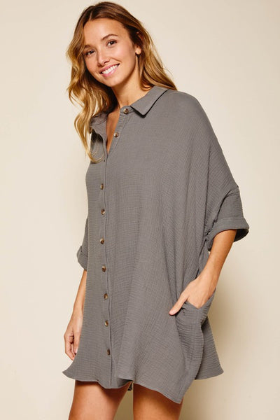 Cotton Gauze Boyfriend Shirt