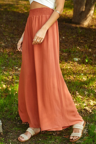 Smocked Wide Leg Palazzo Pants