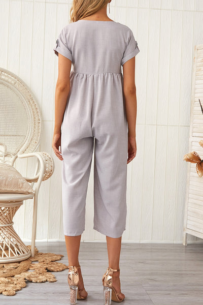 Crew Neck High Waist Solid Jumpsuit