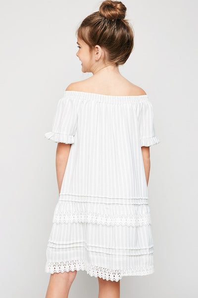 Stripe Off-Shoulder Tiered Dress