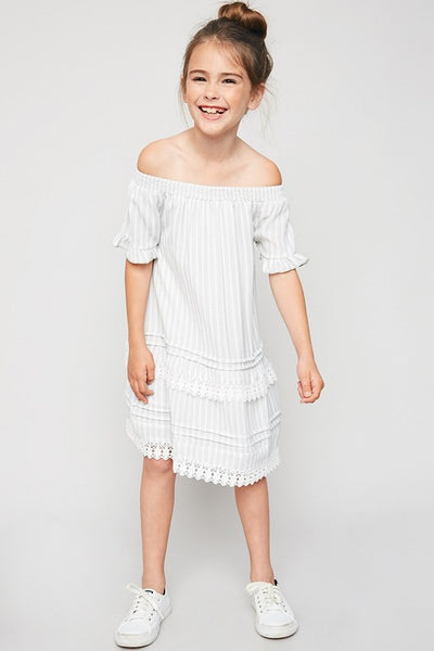 Stripe Off-Shoulder Tiered Dress