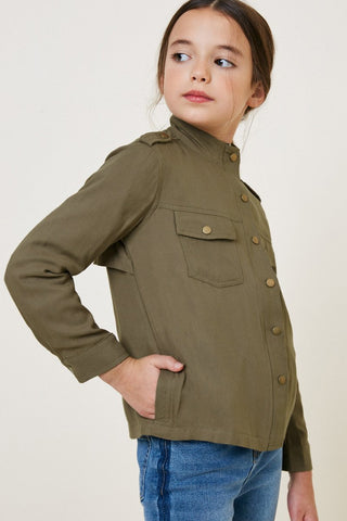 Olive Button-Down Cargo Jacket