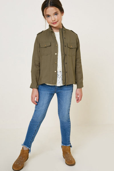 Olive Button-Down Cargo Jacket