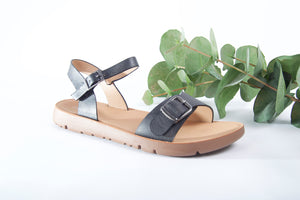 Girls Black Buckle Sandals