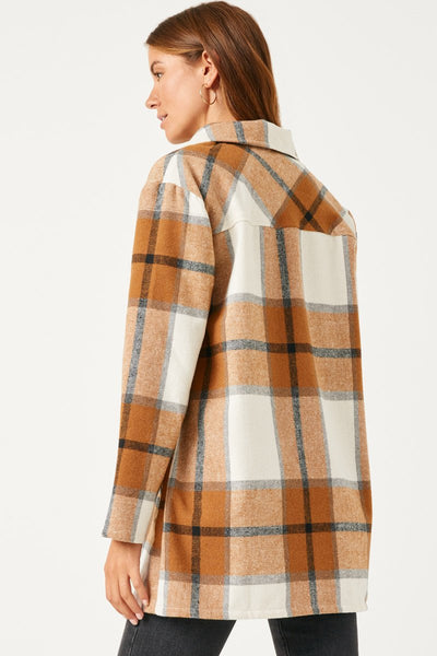 Plaid Button Up Pocket Coat