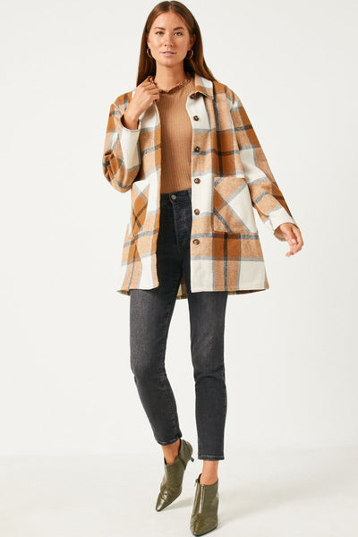 Plaid Button Up Pocket Coat