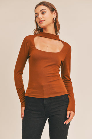 Mock Neck Square Front Top